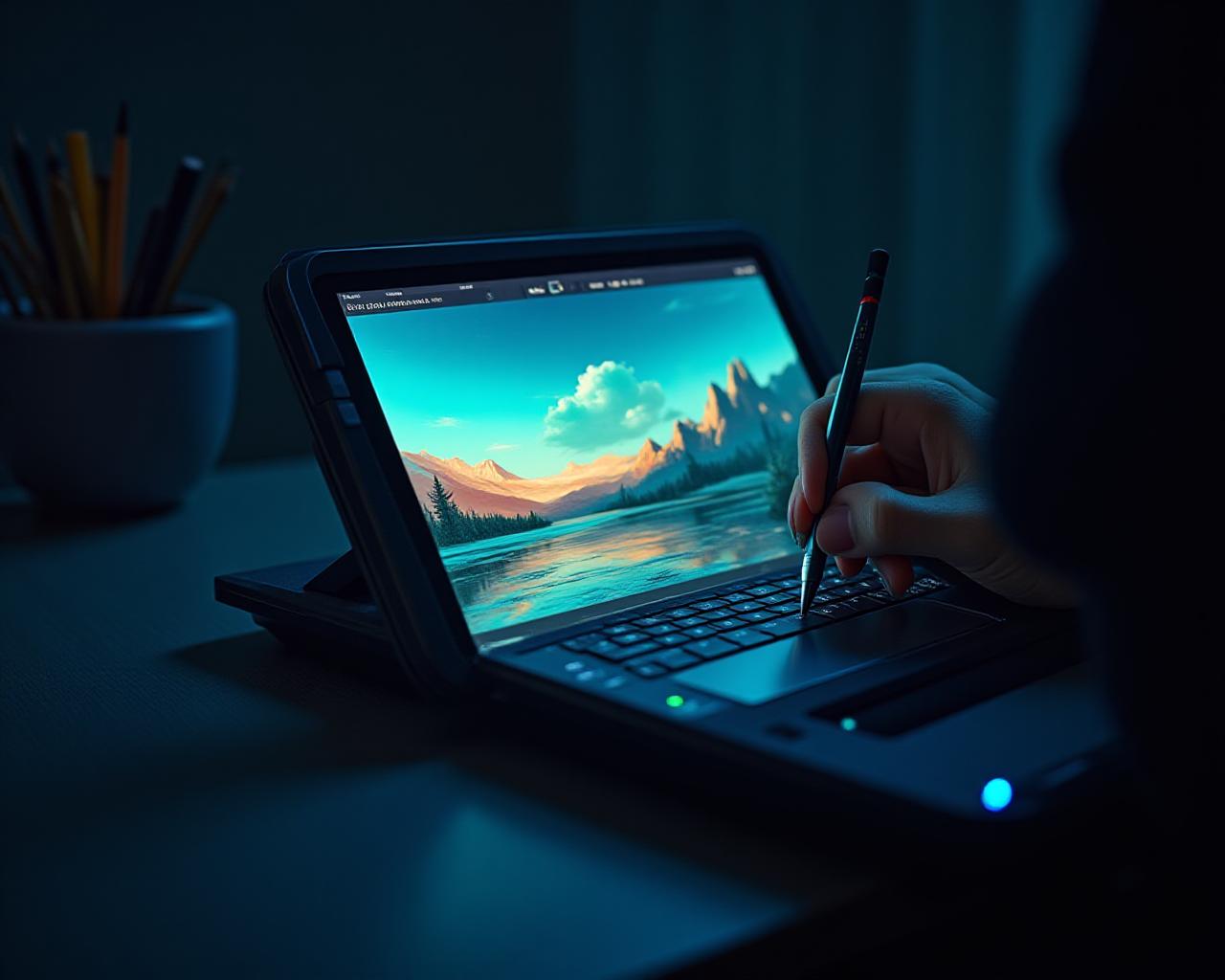 Digital illustration workspace with Procreate tools