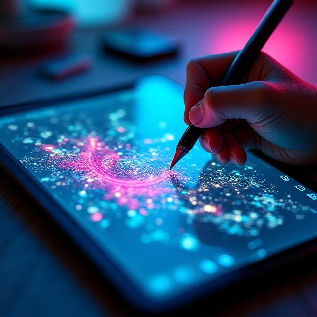 Digital illustration piece in progress on a tablet