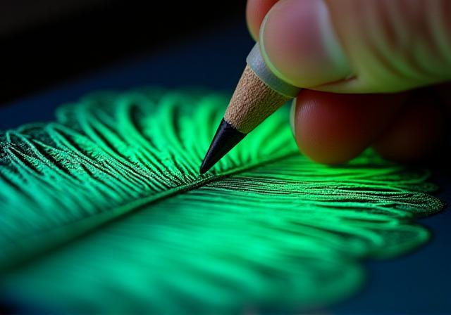 Close up of a digital illustration of a monstera leaf being drawn on an iPad